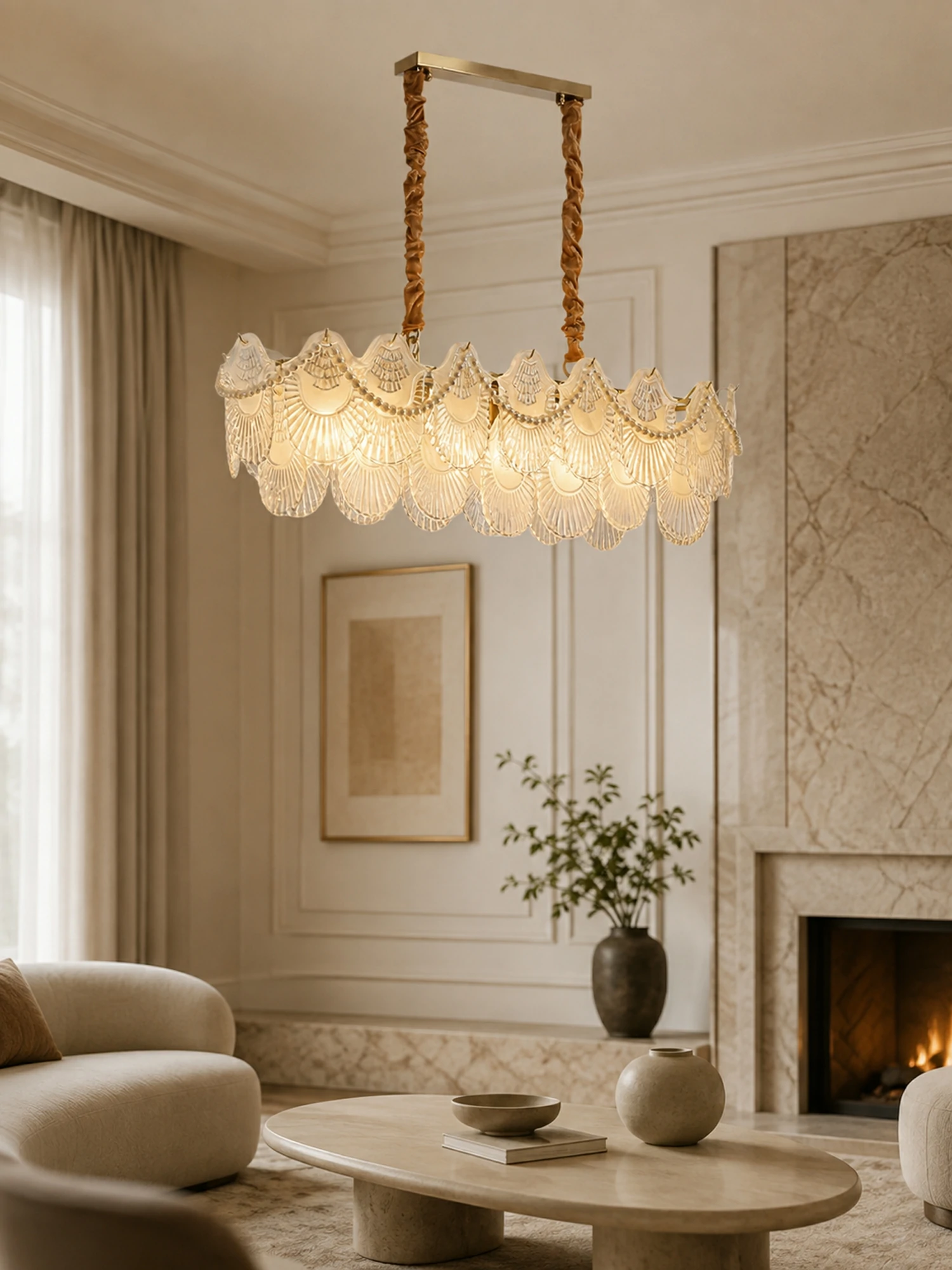 Pearl Glass Shell Chandelier - Image 6