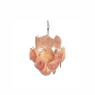 Pink Disc Glass Chandelier