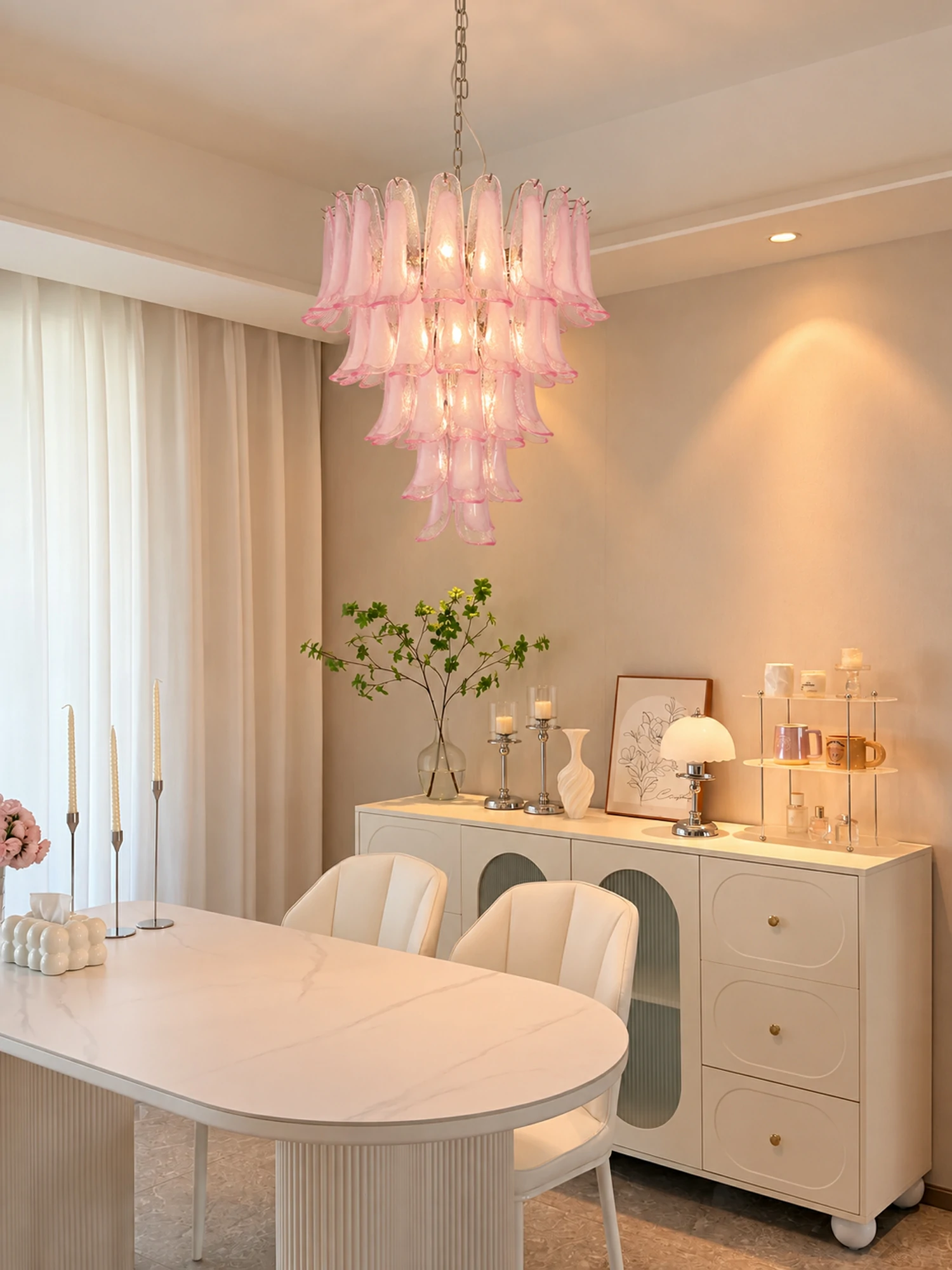 Pink Glass Petals Chandelier - Image 5