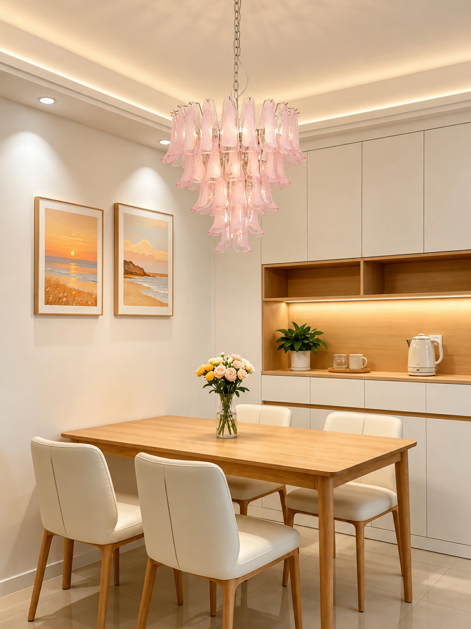 Pink Glass Petals Chandelier - Image 6
