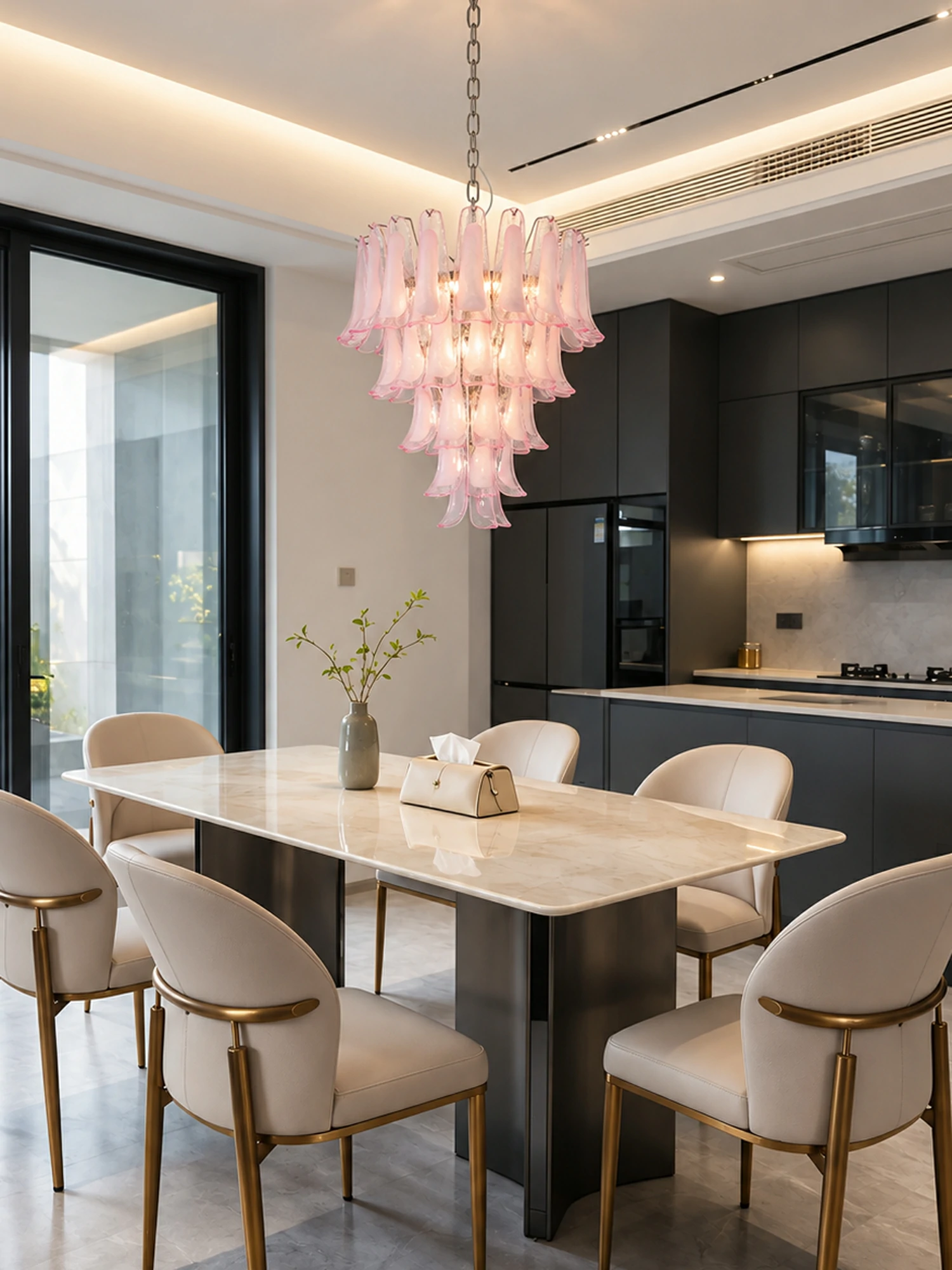 Pink Glass Petals Chandelier - Image 2
