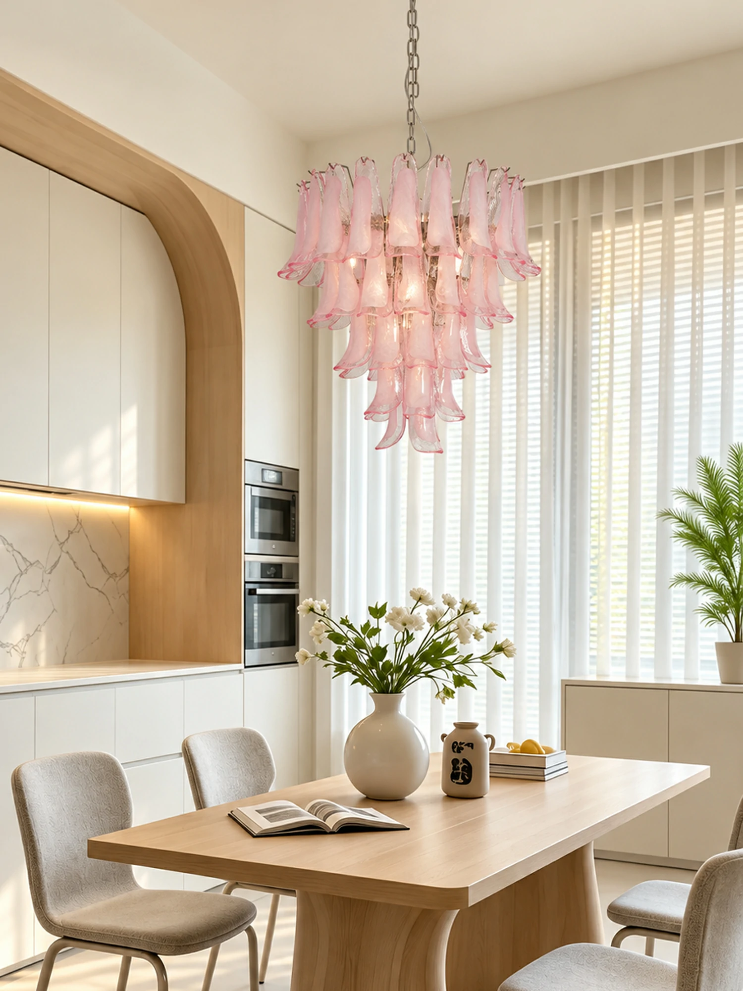 Pink Glass Petals Chandelier - Image 3