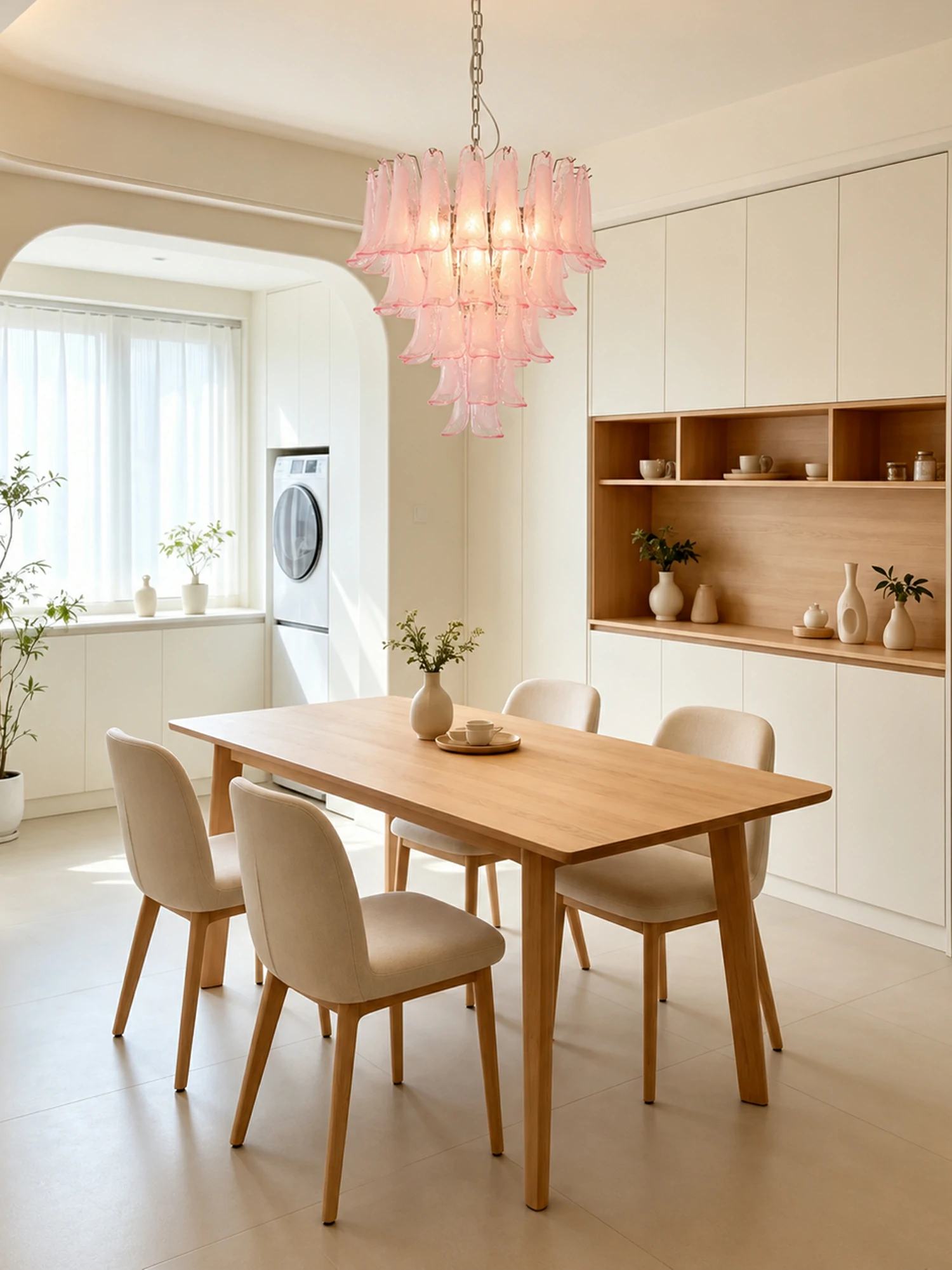 Pink Glass Petals Chandelier - Image 4