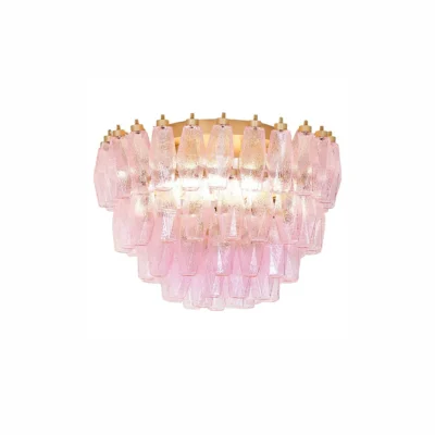 Poliedri Glass Pink Ceiling Light