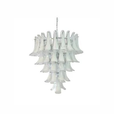 White Glass Petals Chandelier