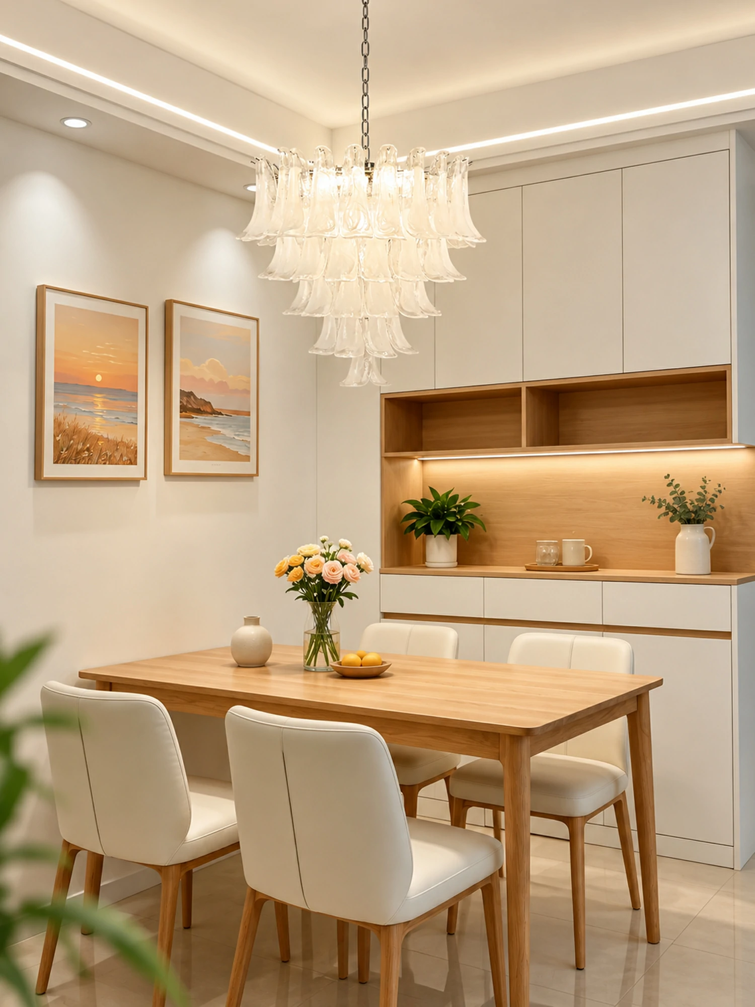 White Glass Petals Chandelier - Image 5