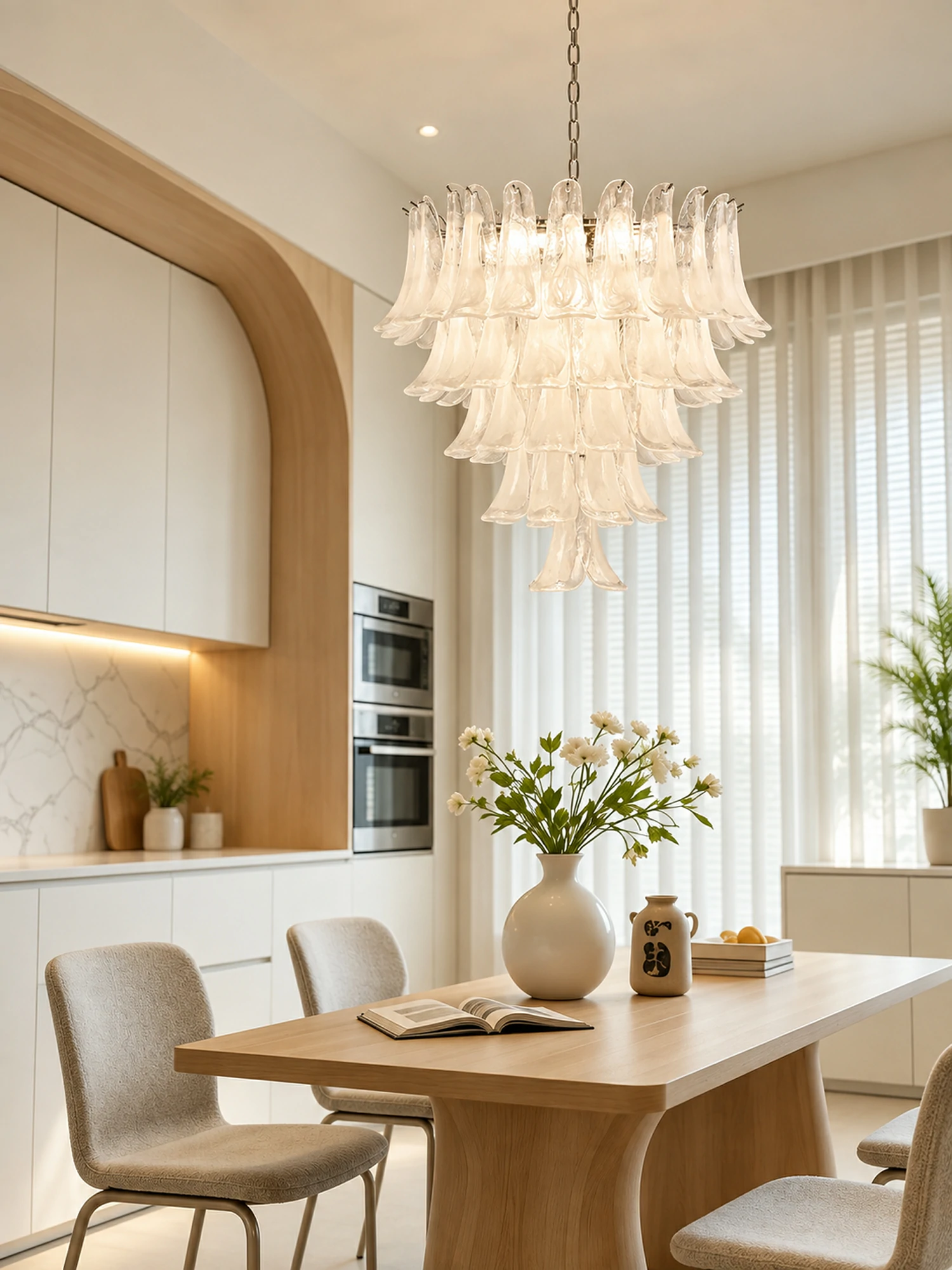 White Glass Petals Chandelier - Image 6