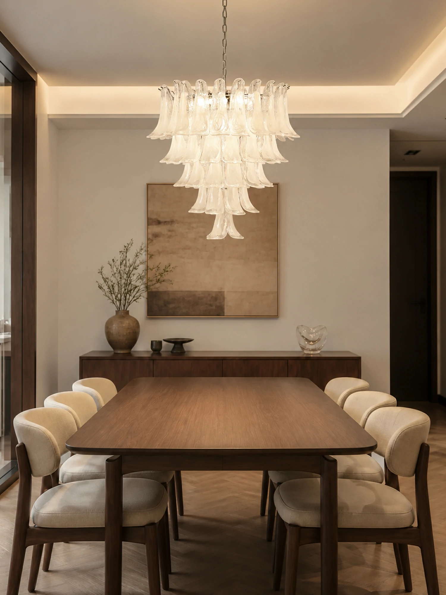 White Glass Petals Chandelier - Image 8
