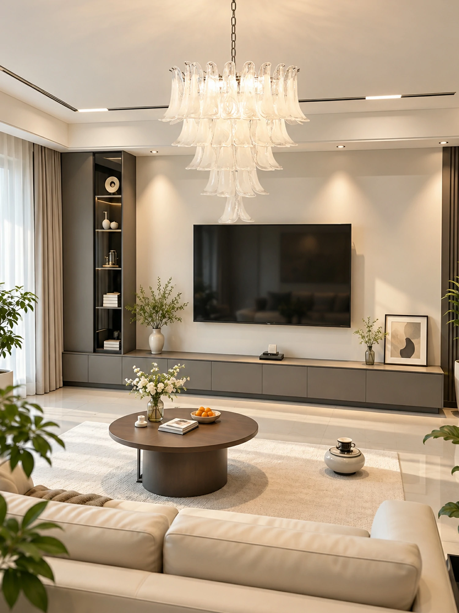 White Glass Petals Chandelier - Image 2