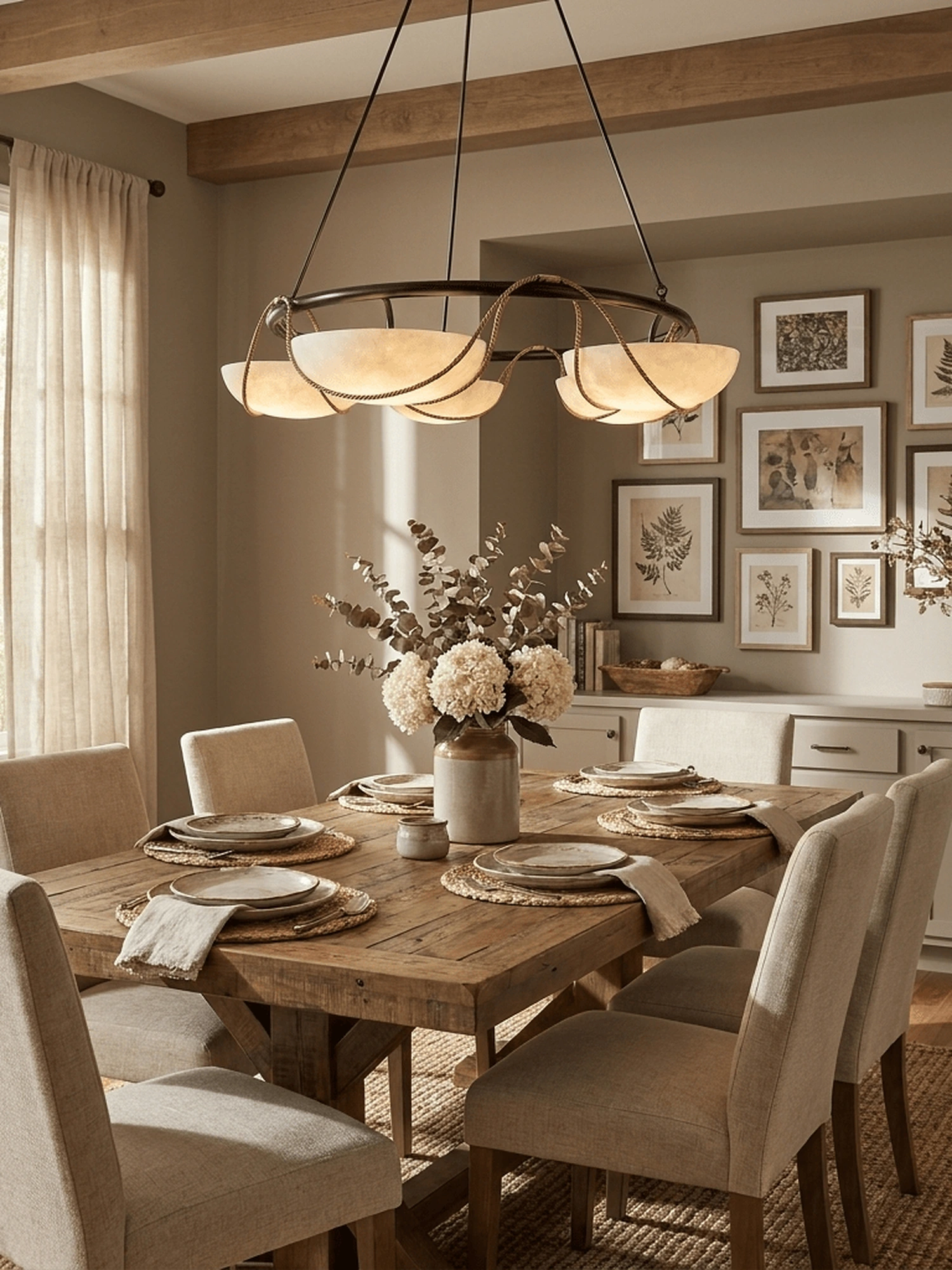 Alabaster Bowl Ring Chandelier - Image 2