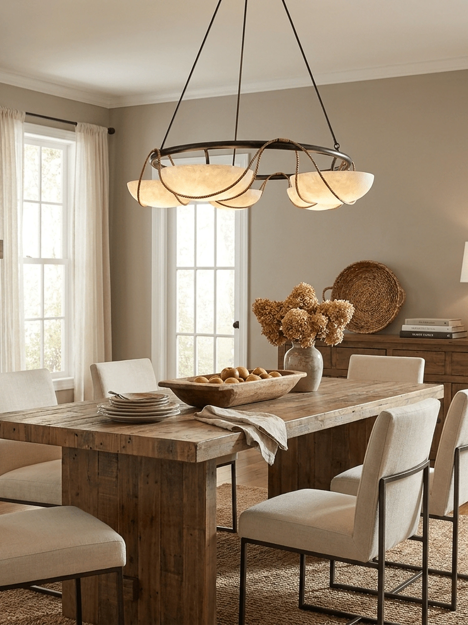 Alabaster Bowl Ring Chandelier - Image 3