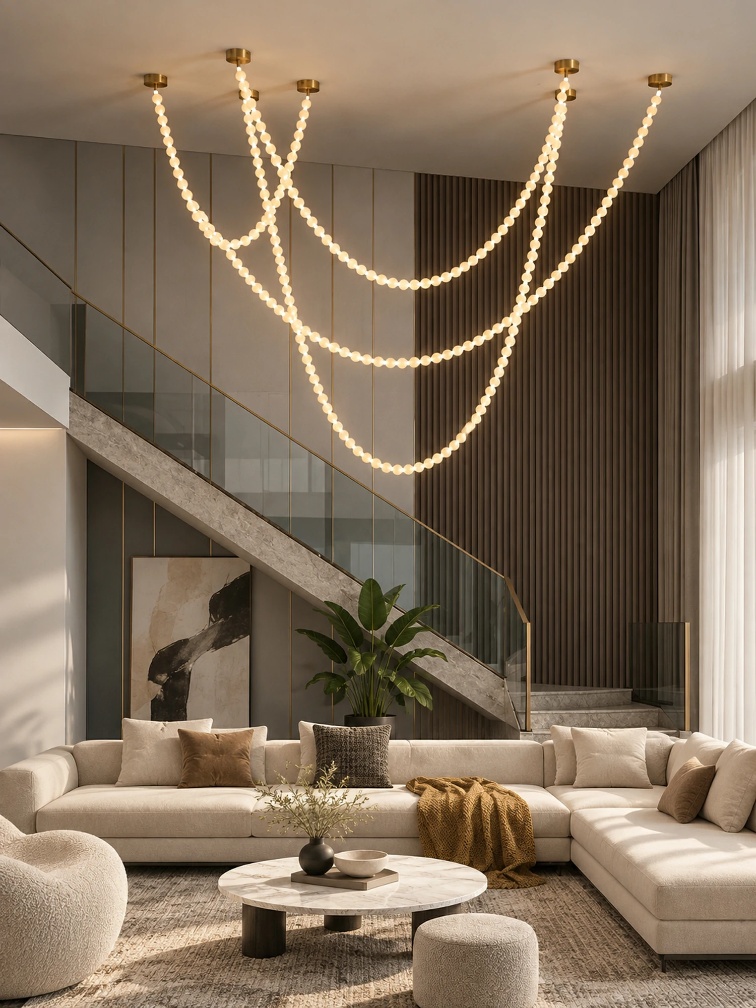 Alabaster Pearl Necklace Chandelier - Image 6