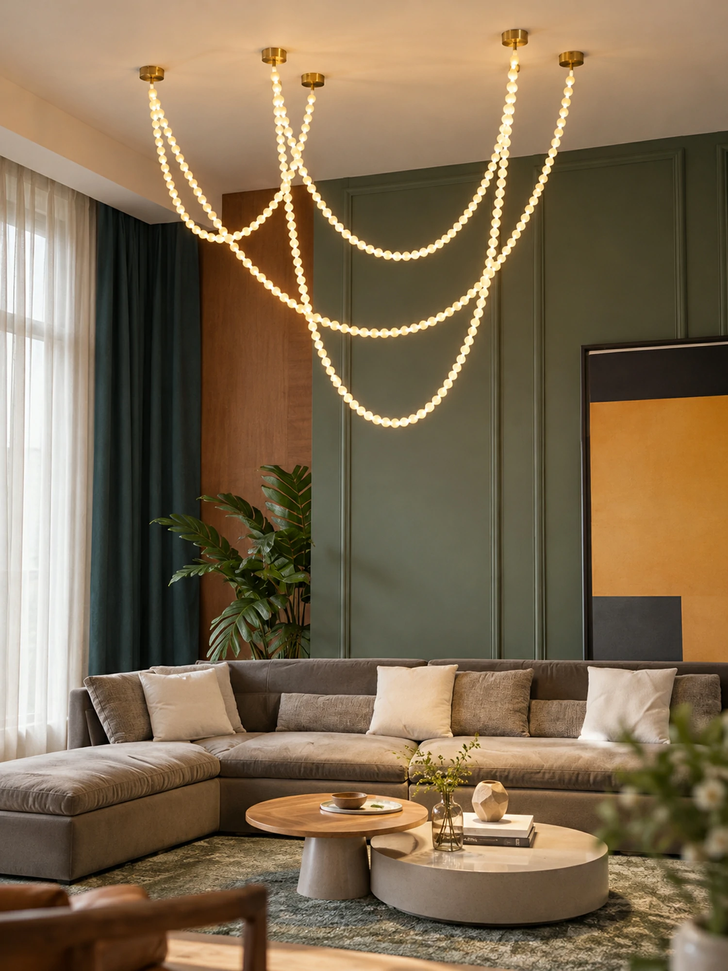 Alabaster Pearl Necklace Chandelier - Image 8