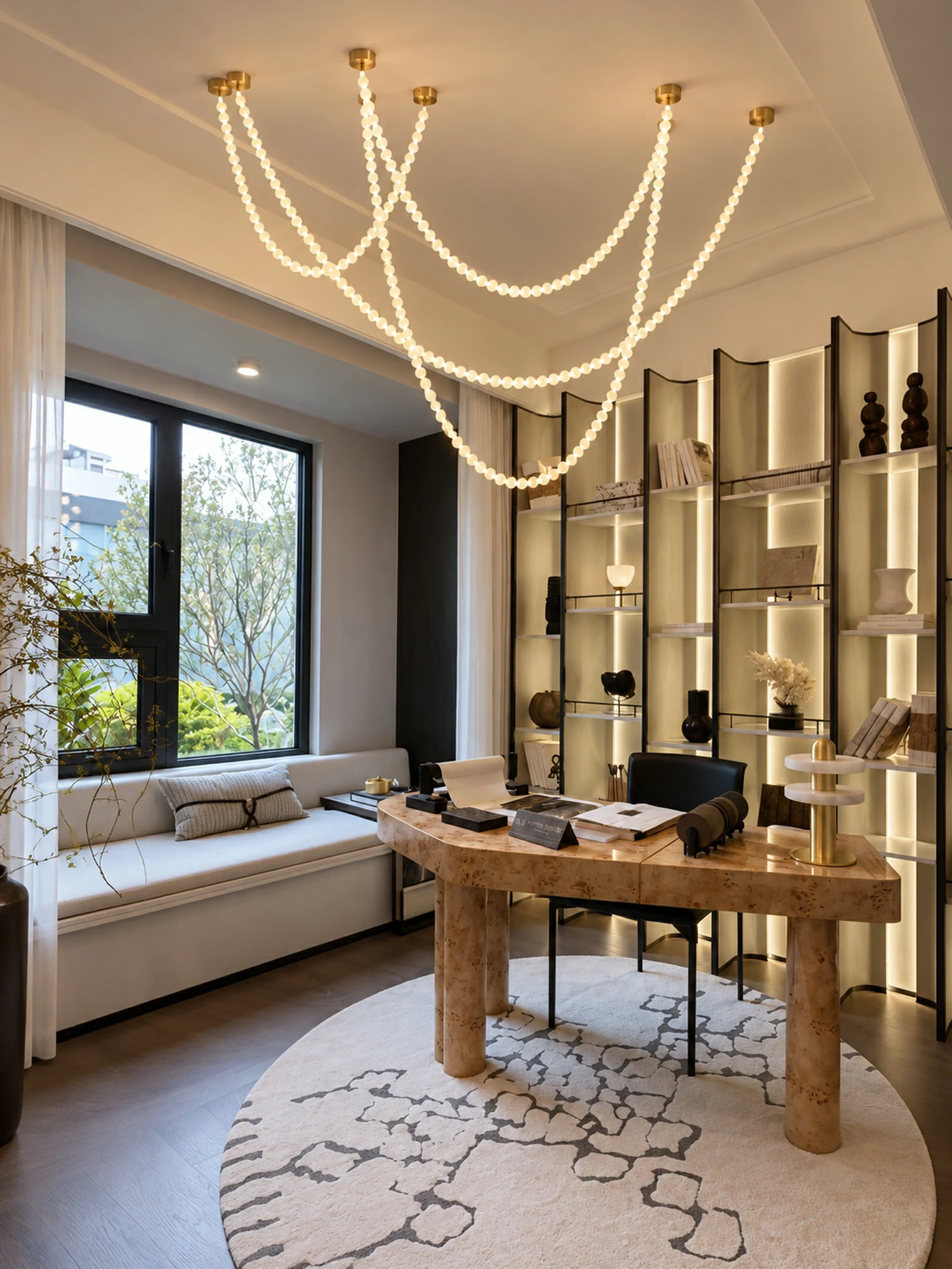 Alabaster Pearl Necklace Chandelier - Image 10