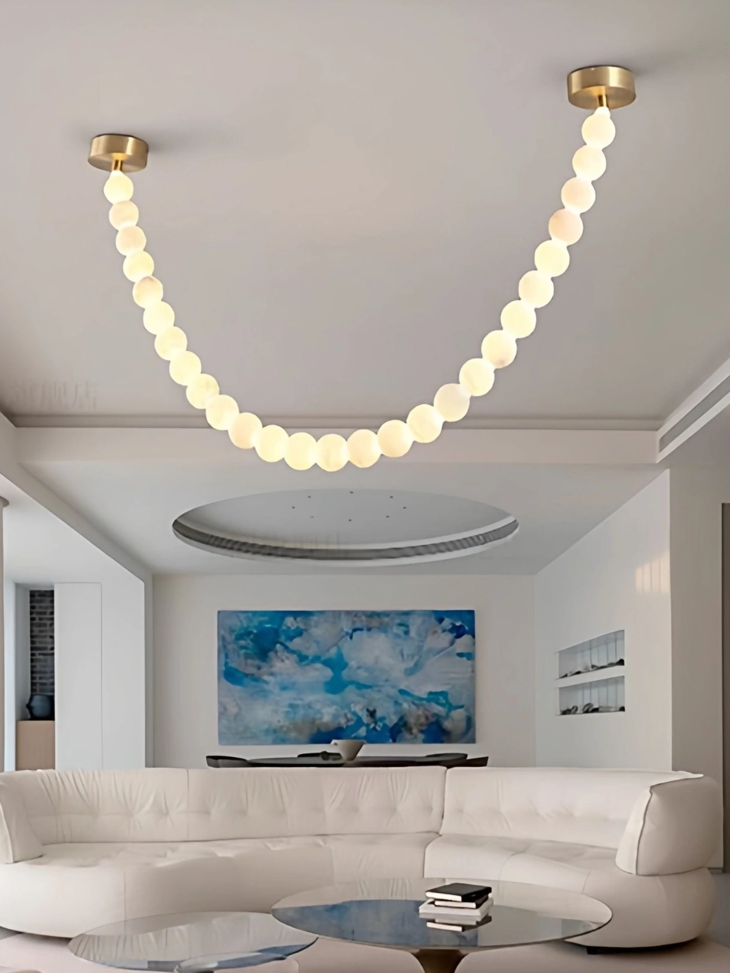 Alabaster Pearl Necklace Chandelier - Image 11