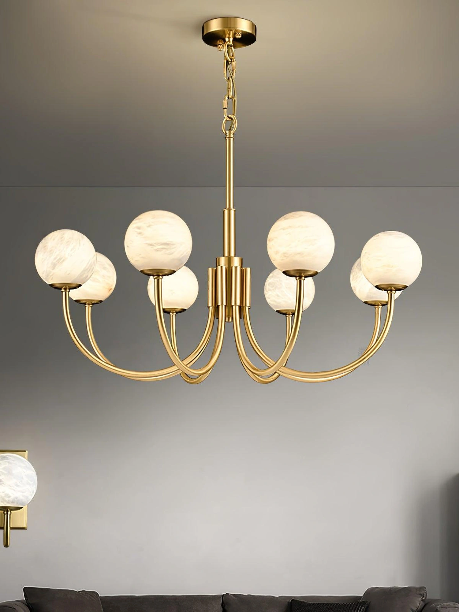 Aurelian Alabaster Globe Chandelier - Image 3