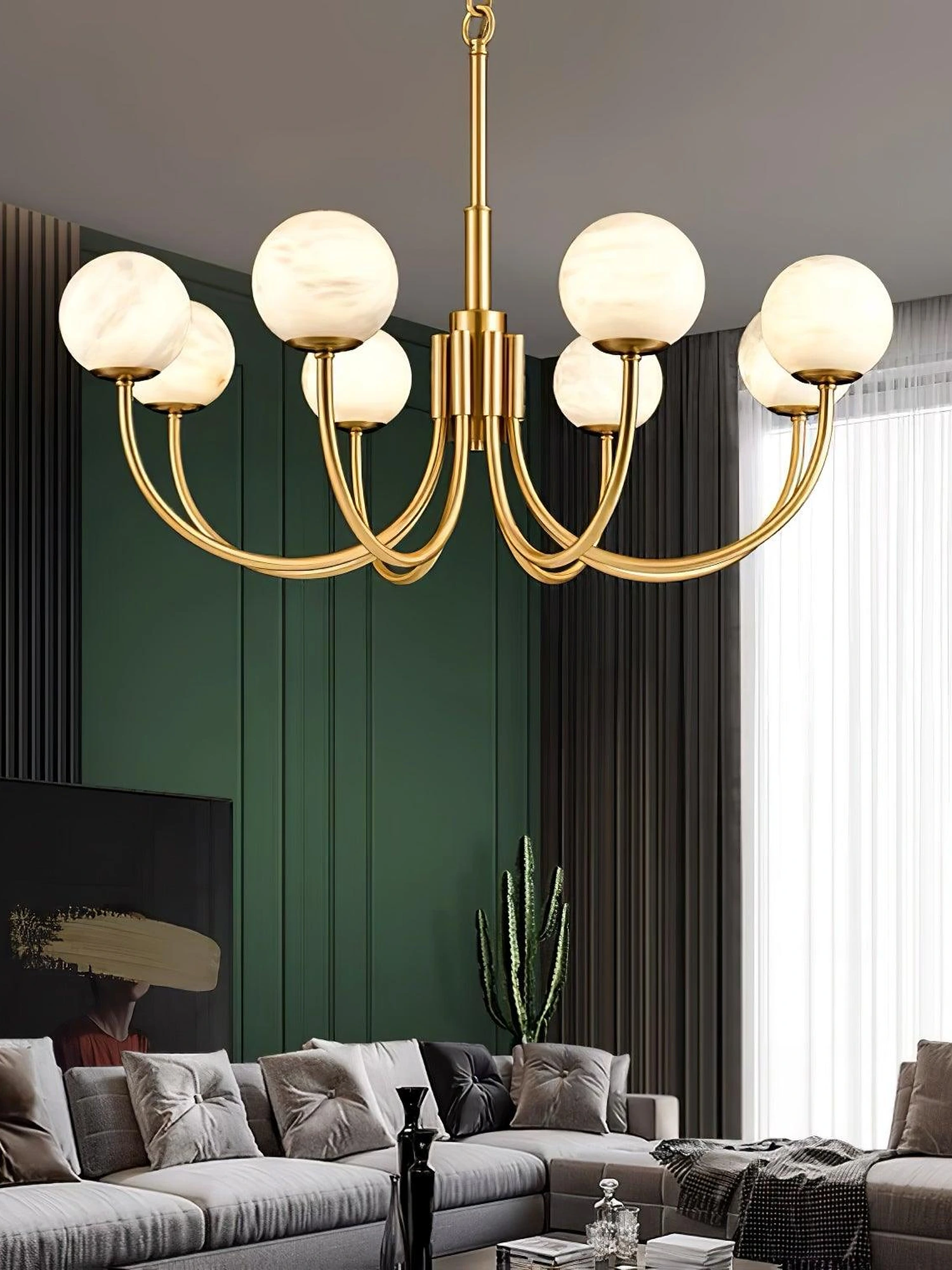 Aurelian Alabaster Globe Chandelier - Image 8