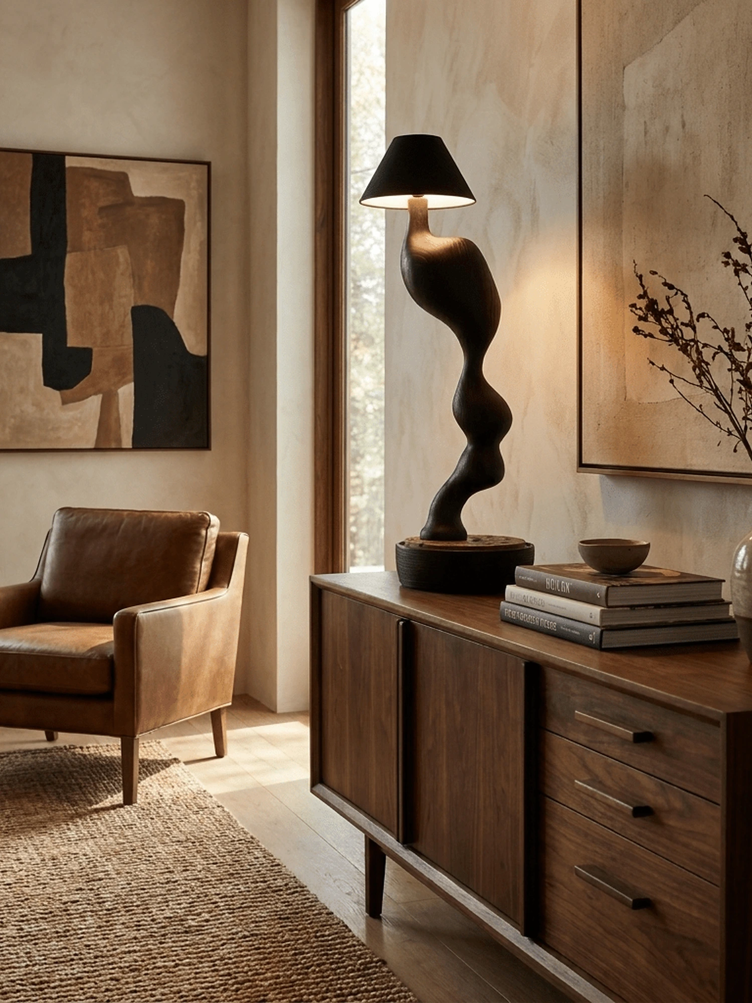 Carved Wood Cordless Table Lamp - Image 3