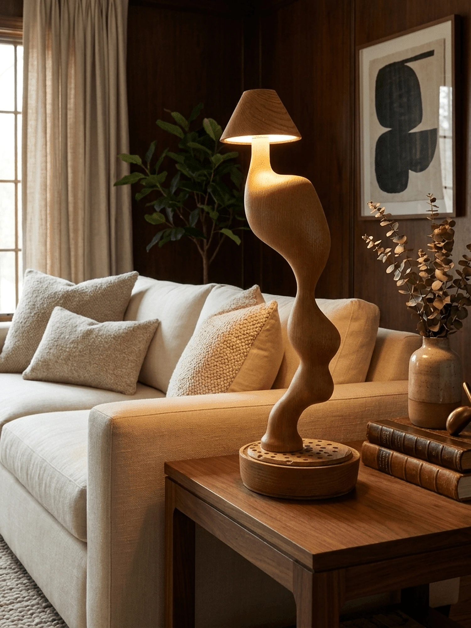 Carved Wood Cordless Table Lamp - Image 12