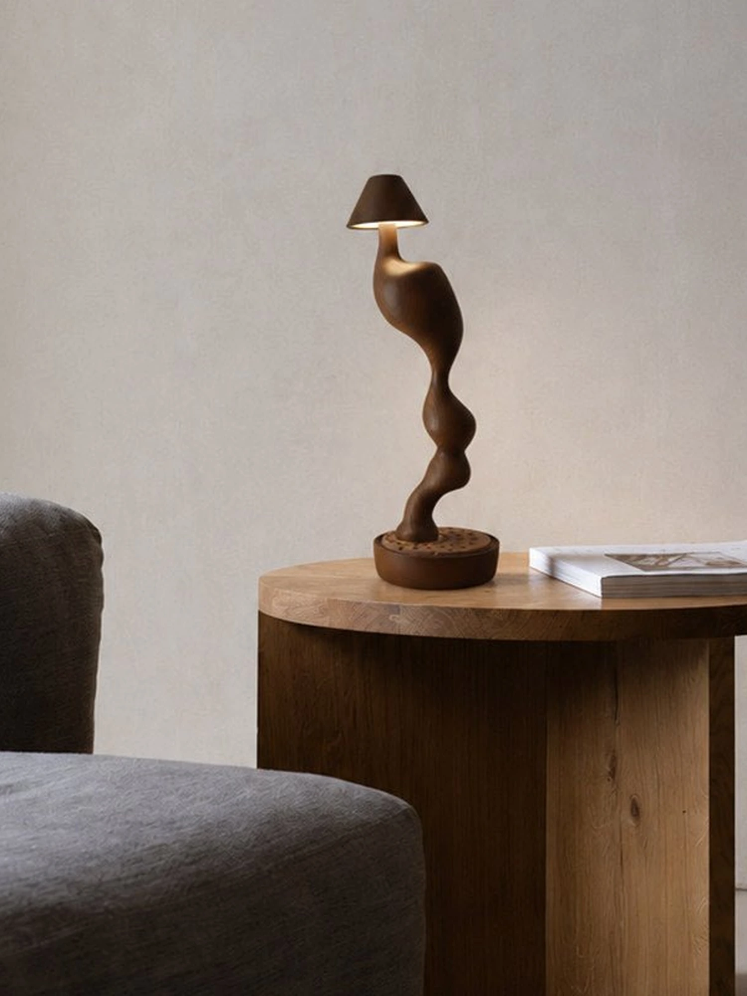 Carved Wood Cordless Table Lamp - Image 13