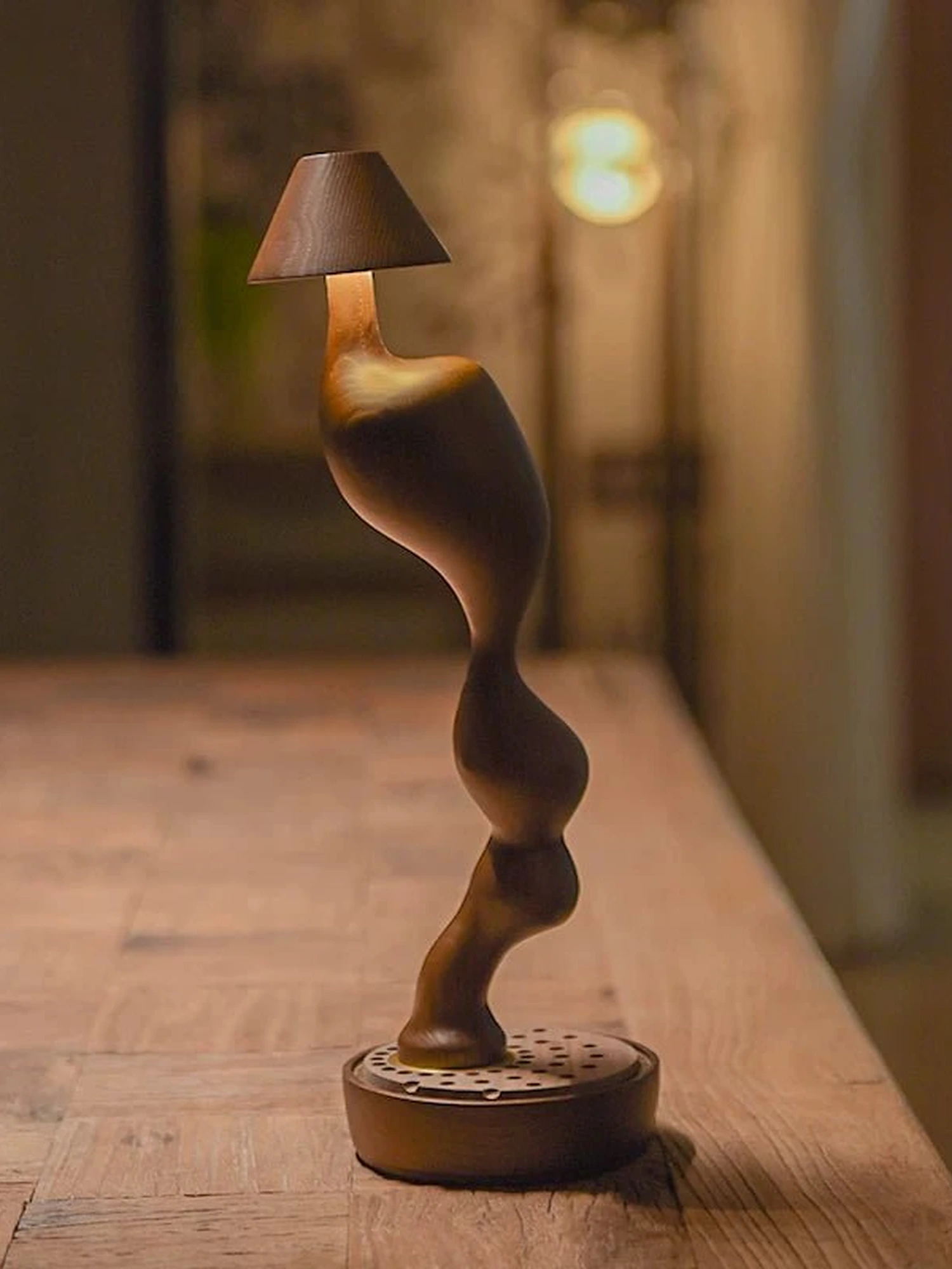 Carved Wood Cordless Table Lamp - Image 14