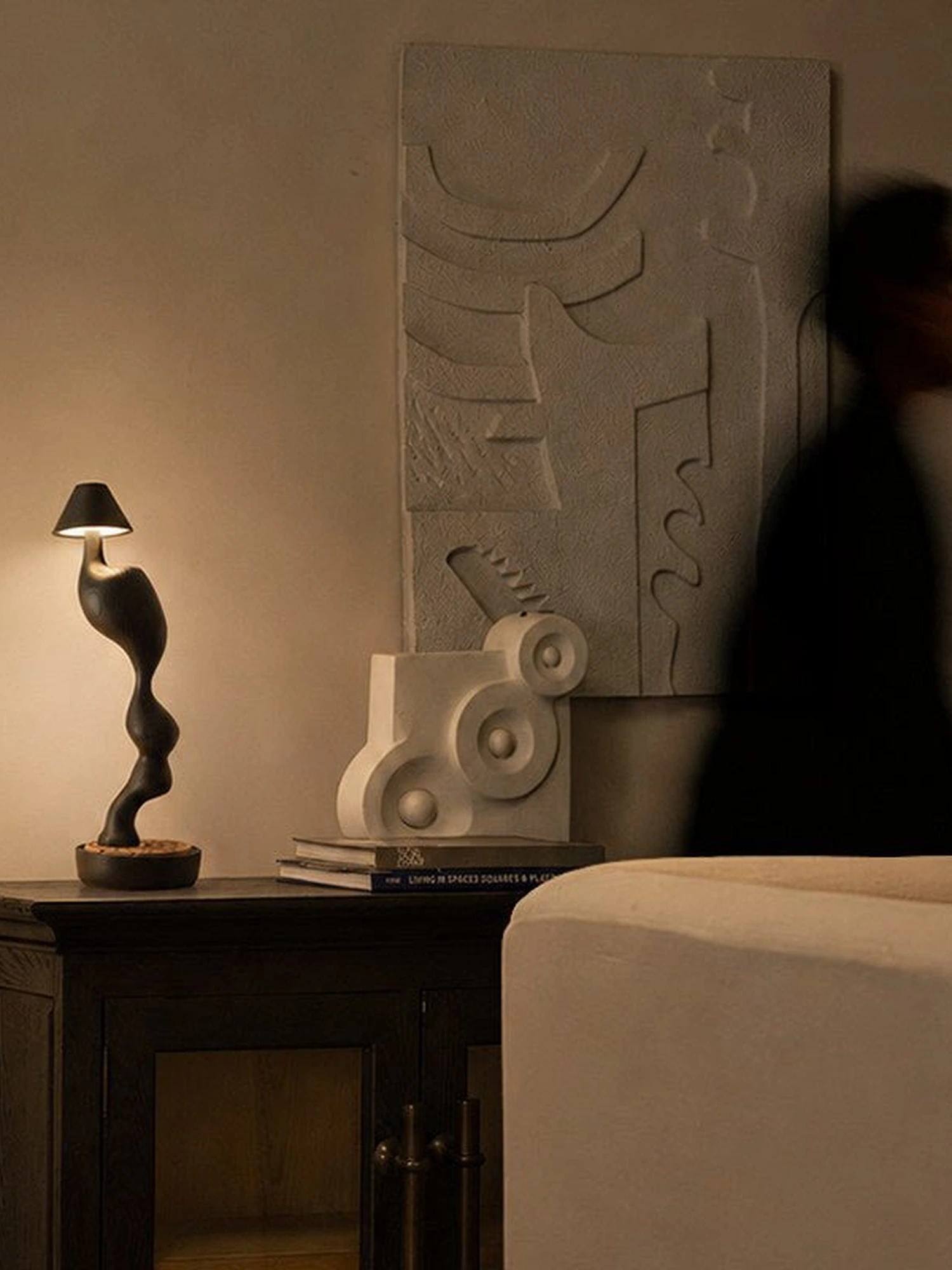 Carved Wood Cordless Table Lamp - Image 4