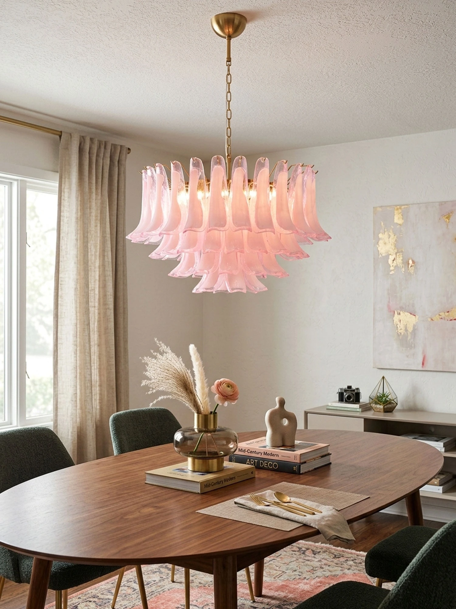 Fiora Pink Glass Chandelier - Image 10