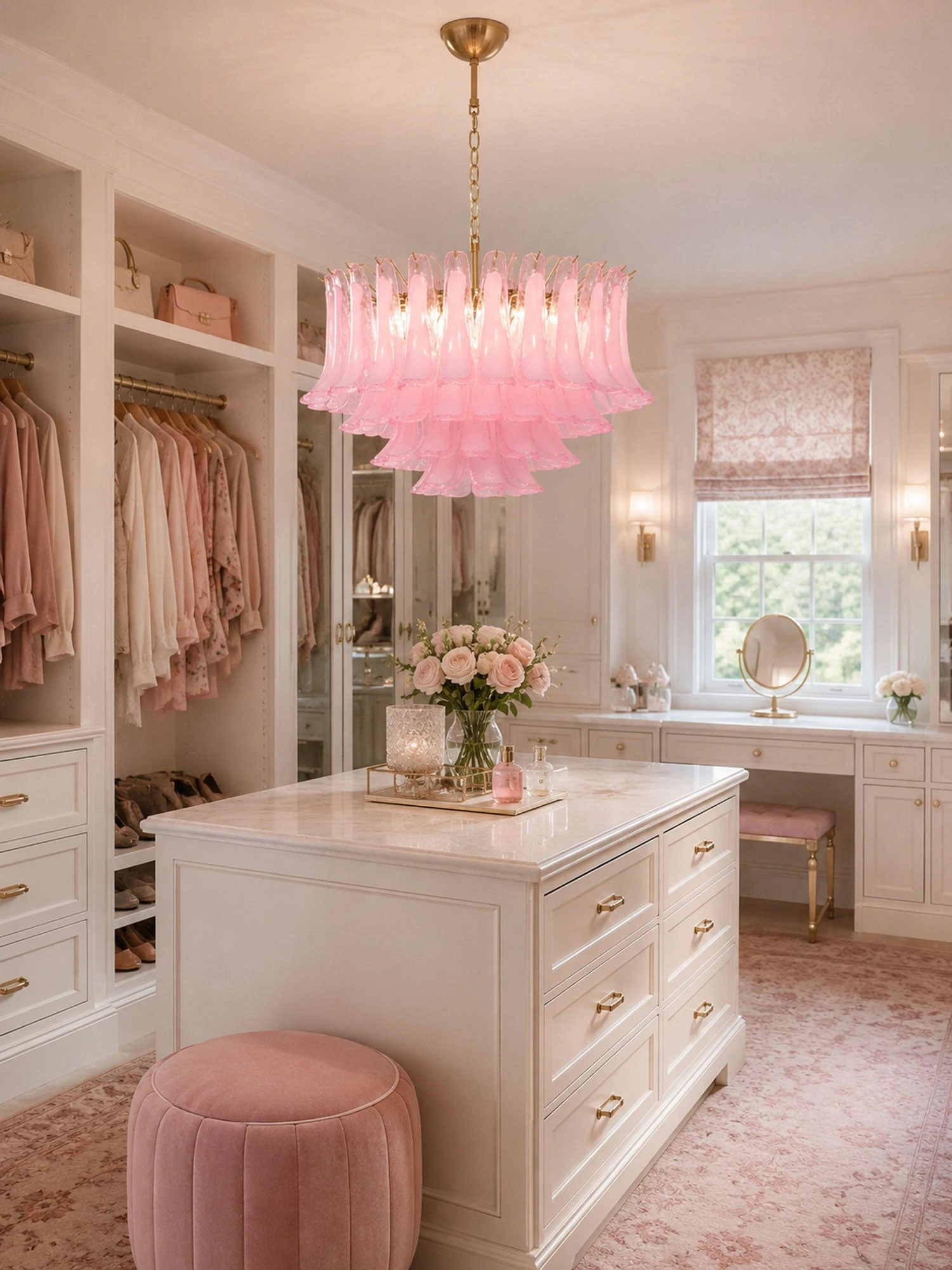 Fiora Pink Glass Chandelier - Image 8