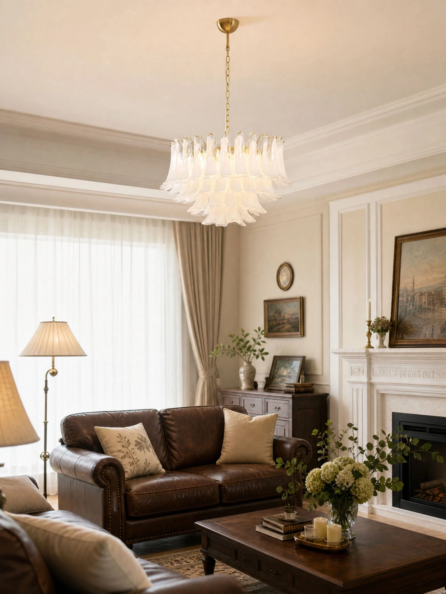 Fiora Pink Glass Chandelier - Image 11