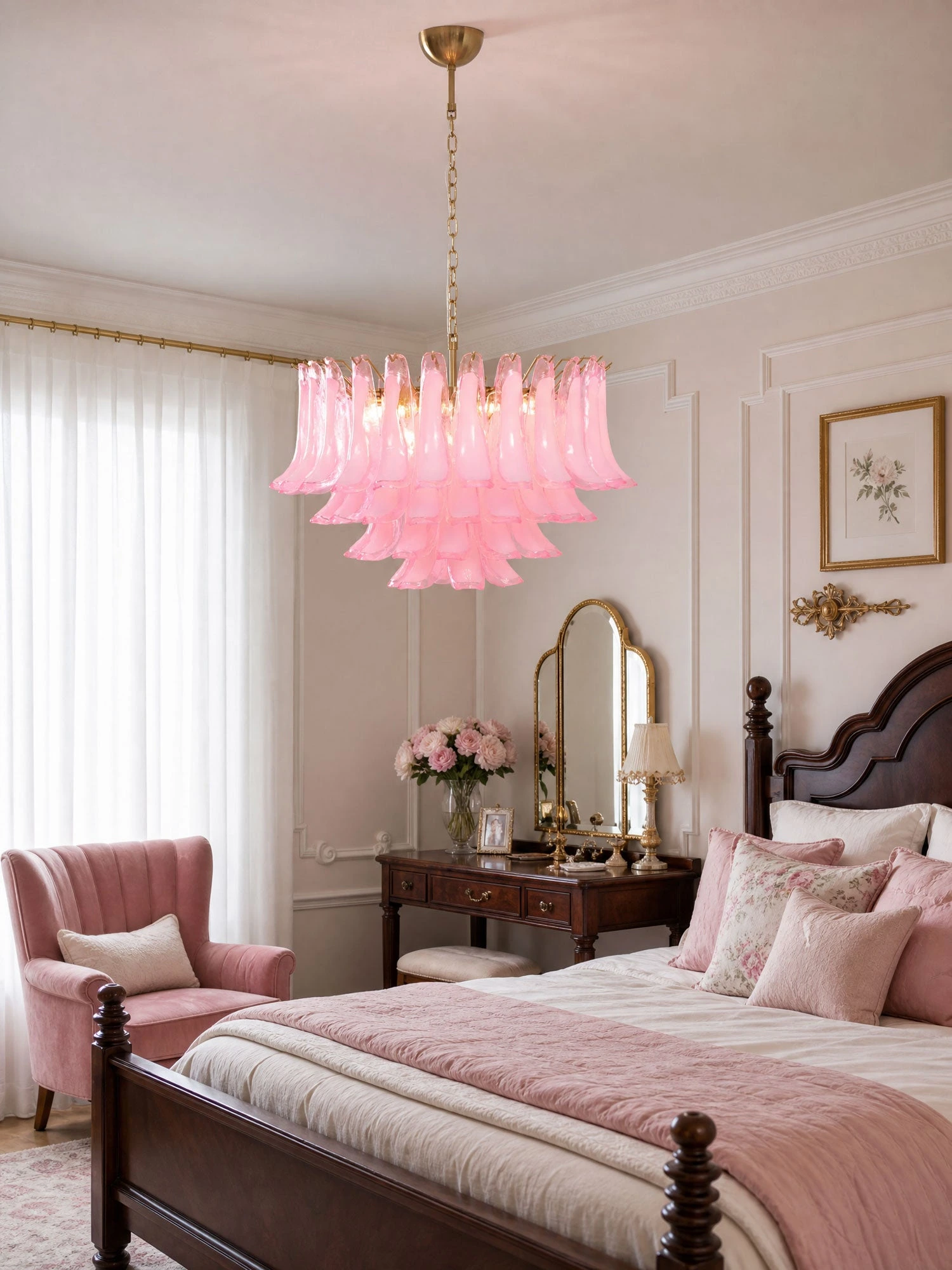 Fiora Pink Glass Chandelier - Image 12