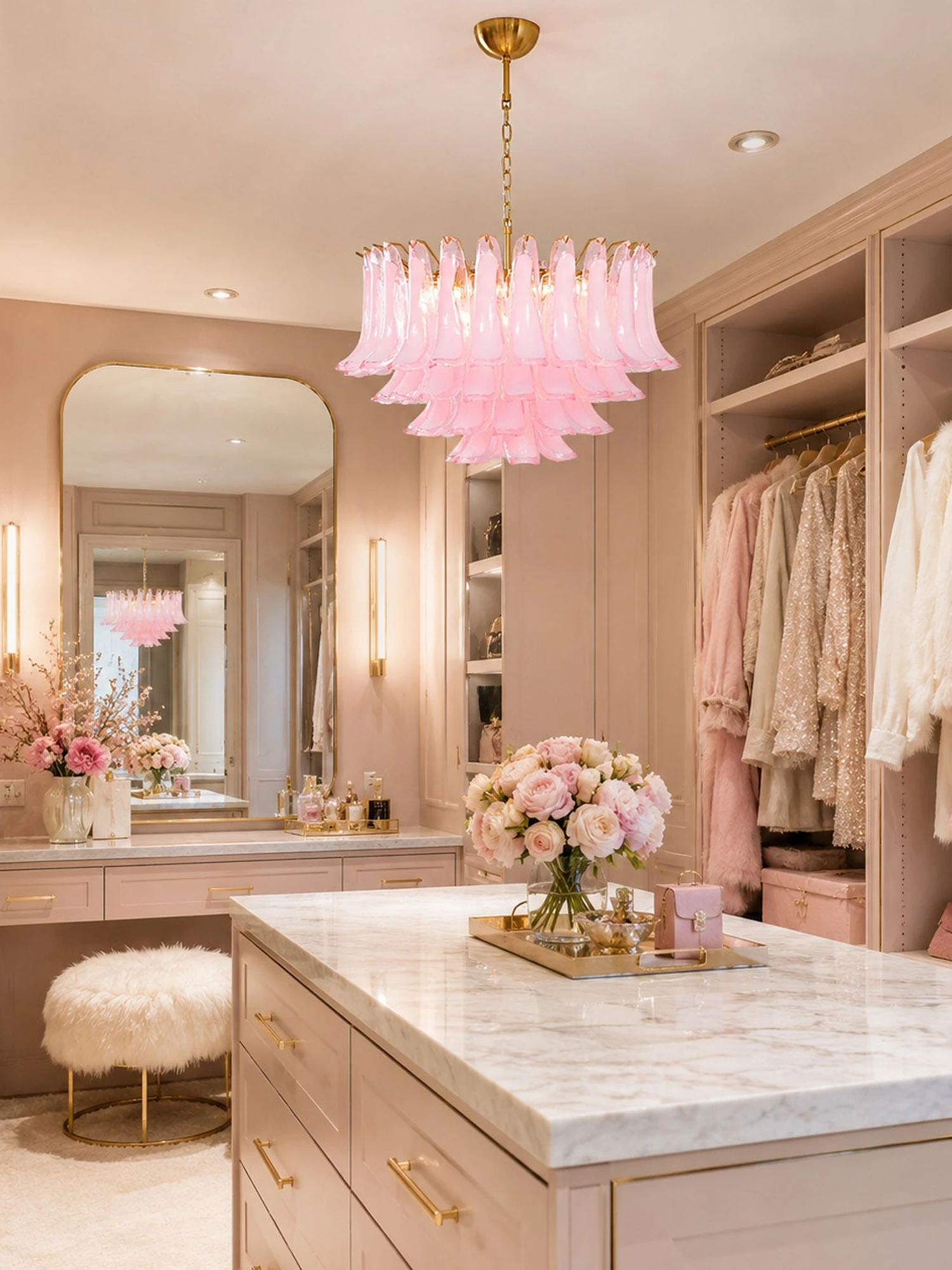 Fiora Pink Glass Chandelier - Image 9