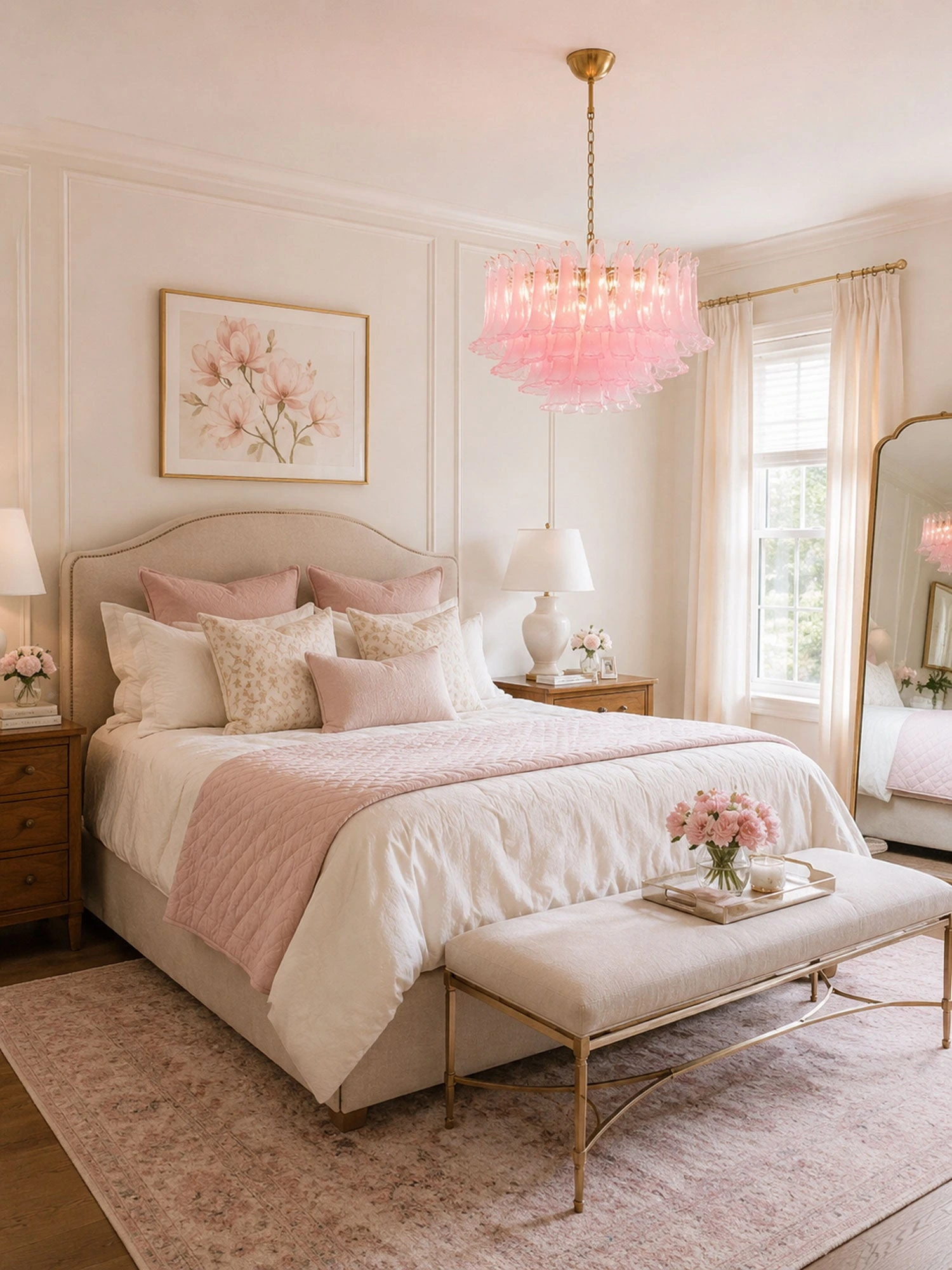 Fiora Pink Glass Chandelier - Image 15