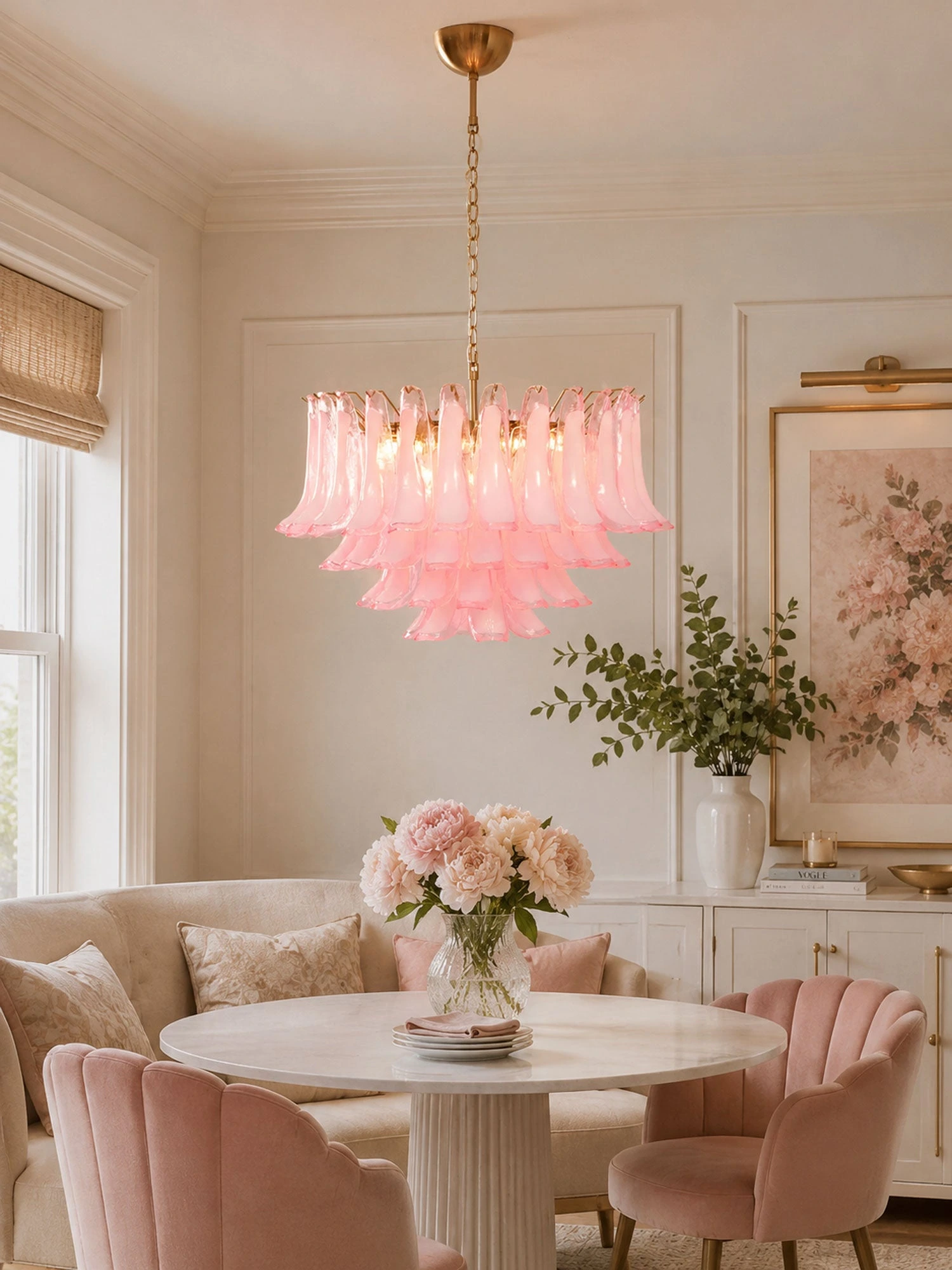 Fiora Pink Glass Chandelier - Image 16