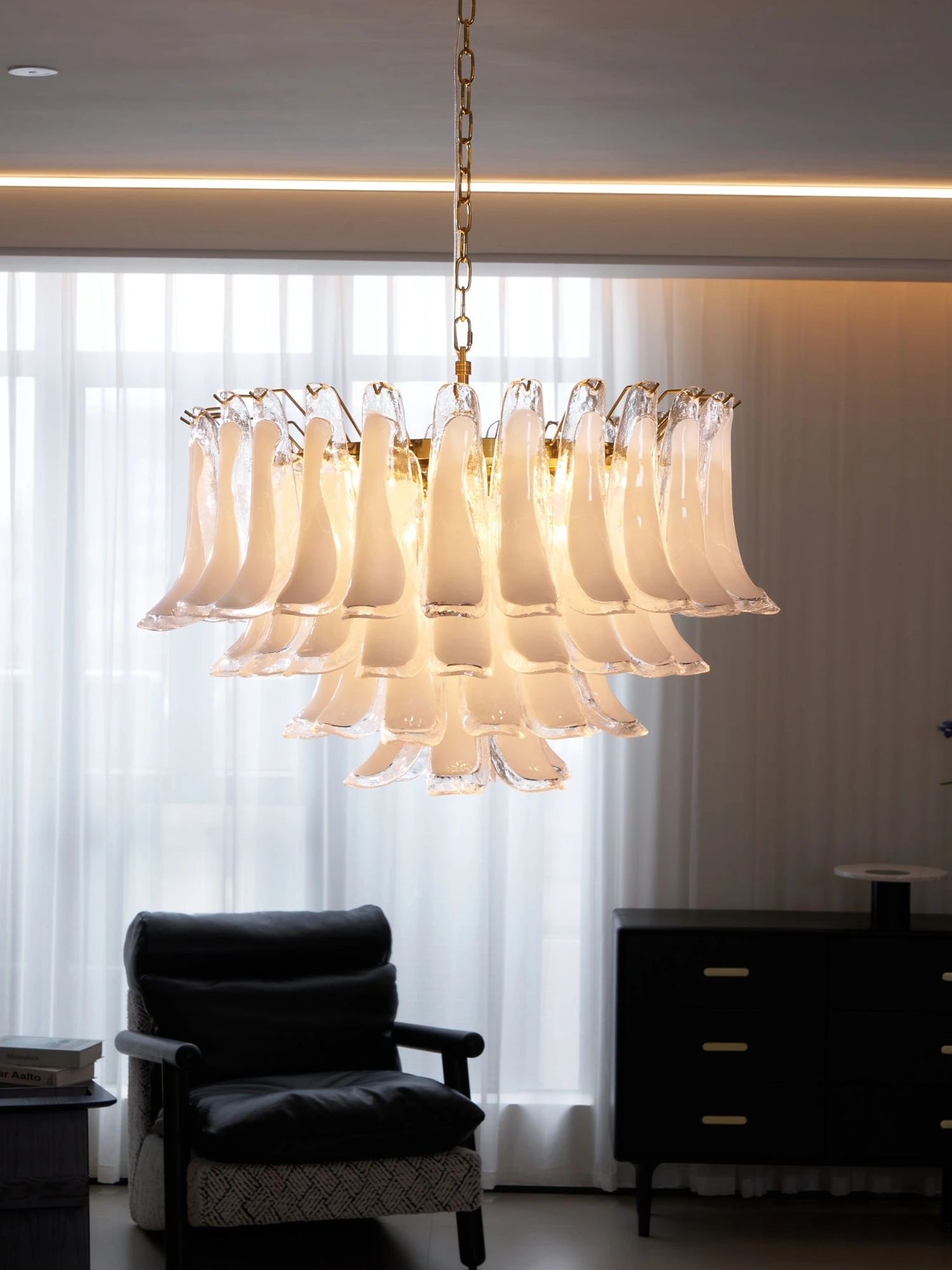 Fiora Pink Glass Chandelier - Image 7