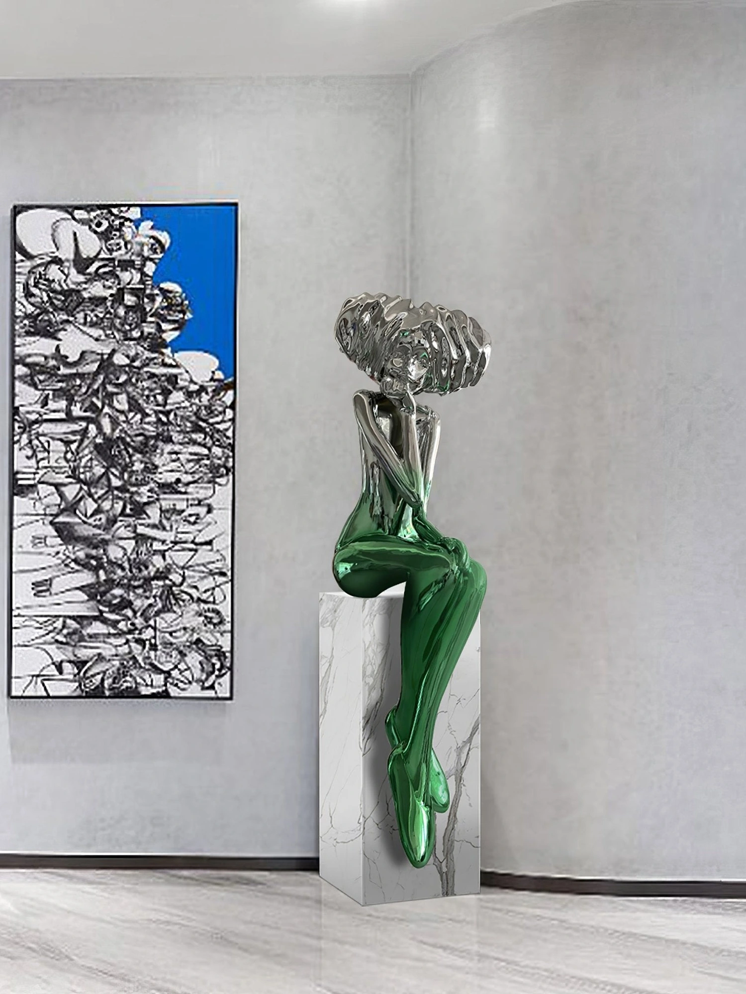 Girl Meditate Sculpture Ornaments - Image 15