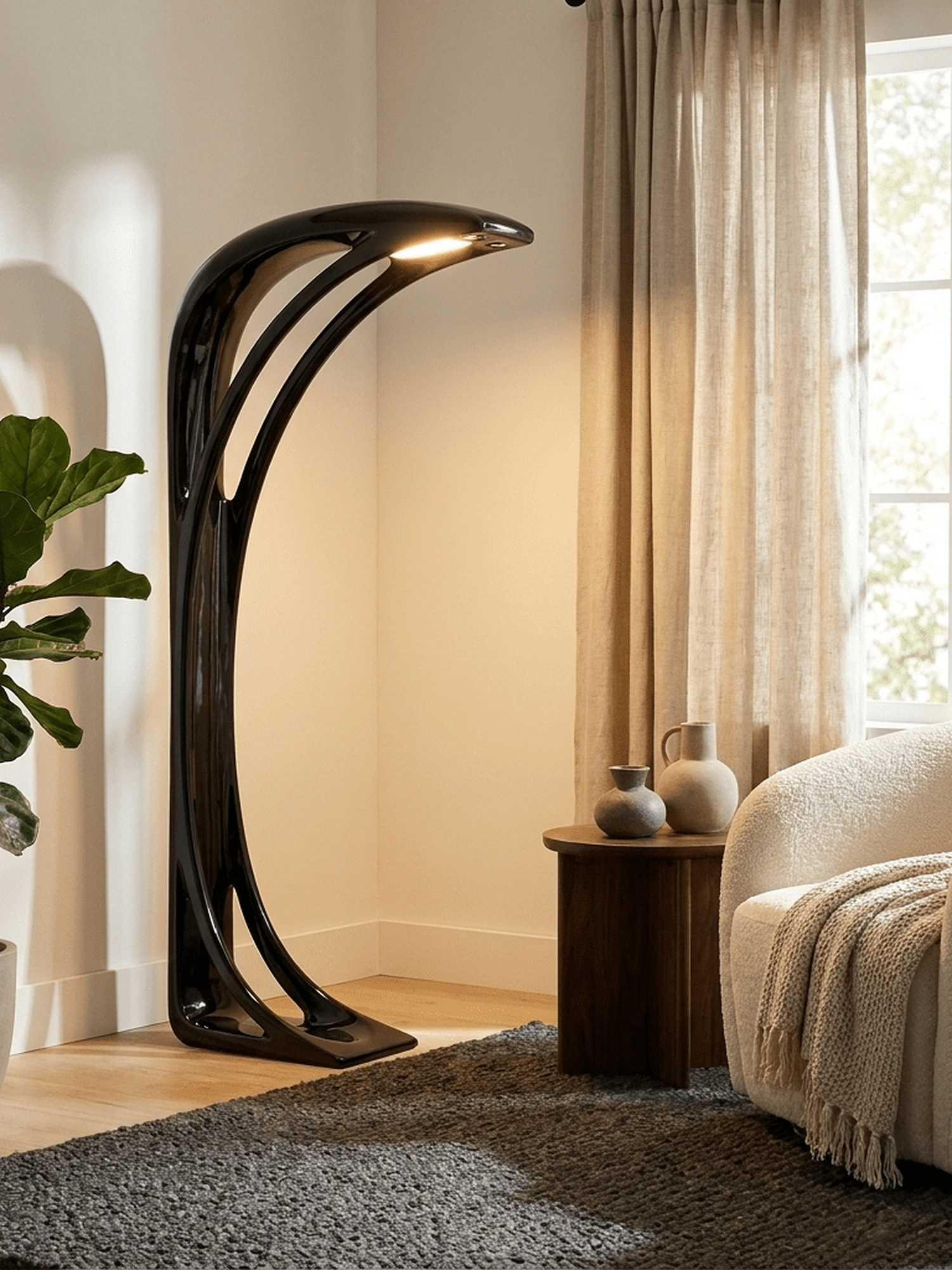 Obsidian Curve Floor Lamp - Image 3