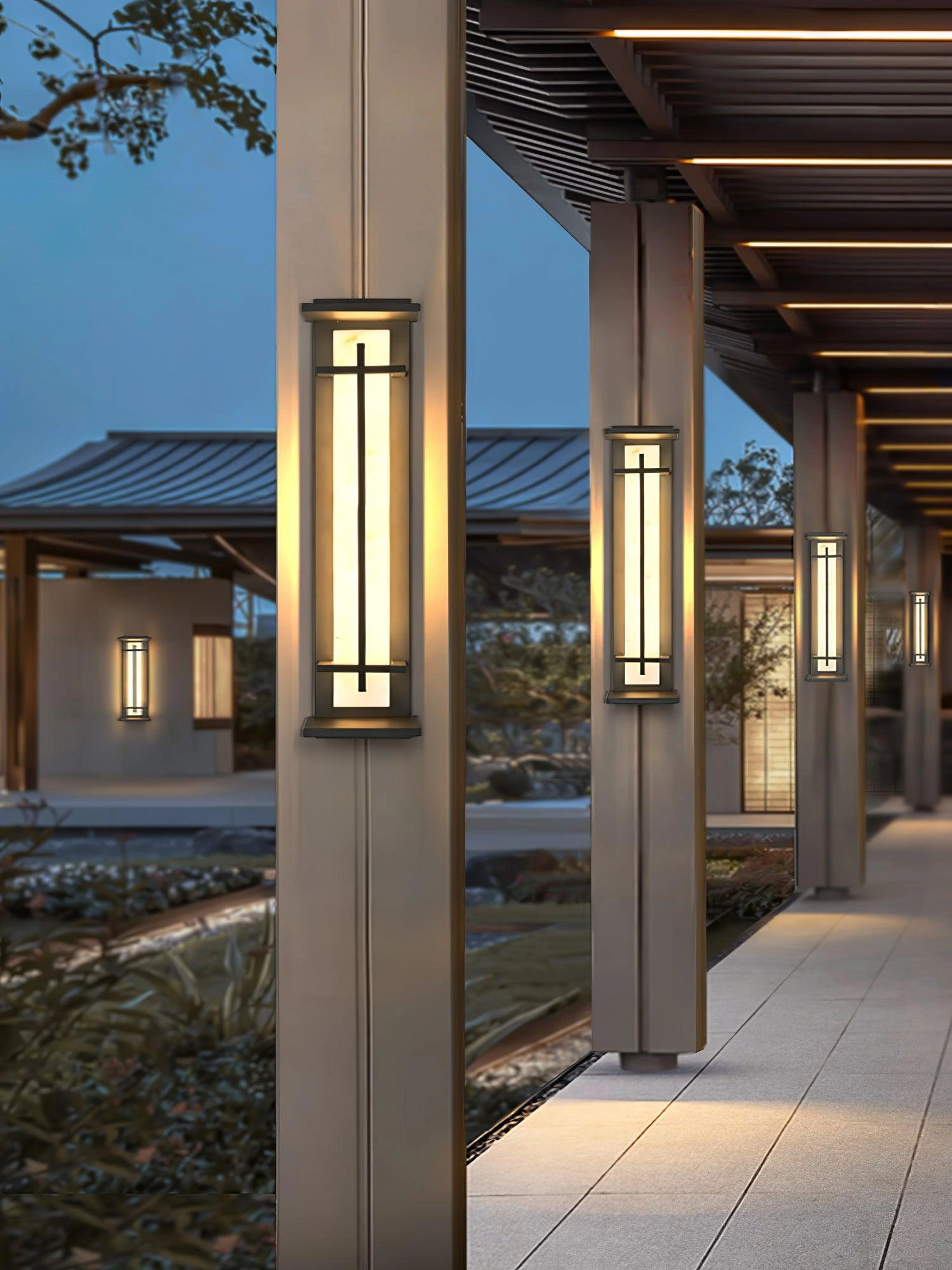 Square Outdoor Alabaster Wall Light - Image 9