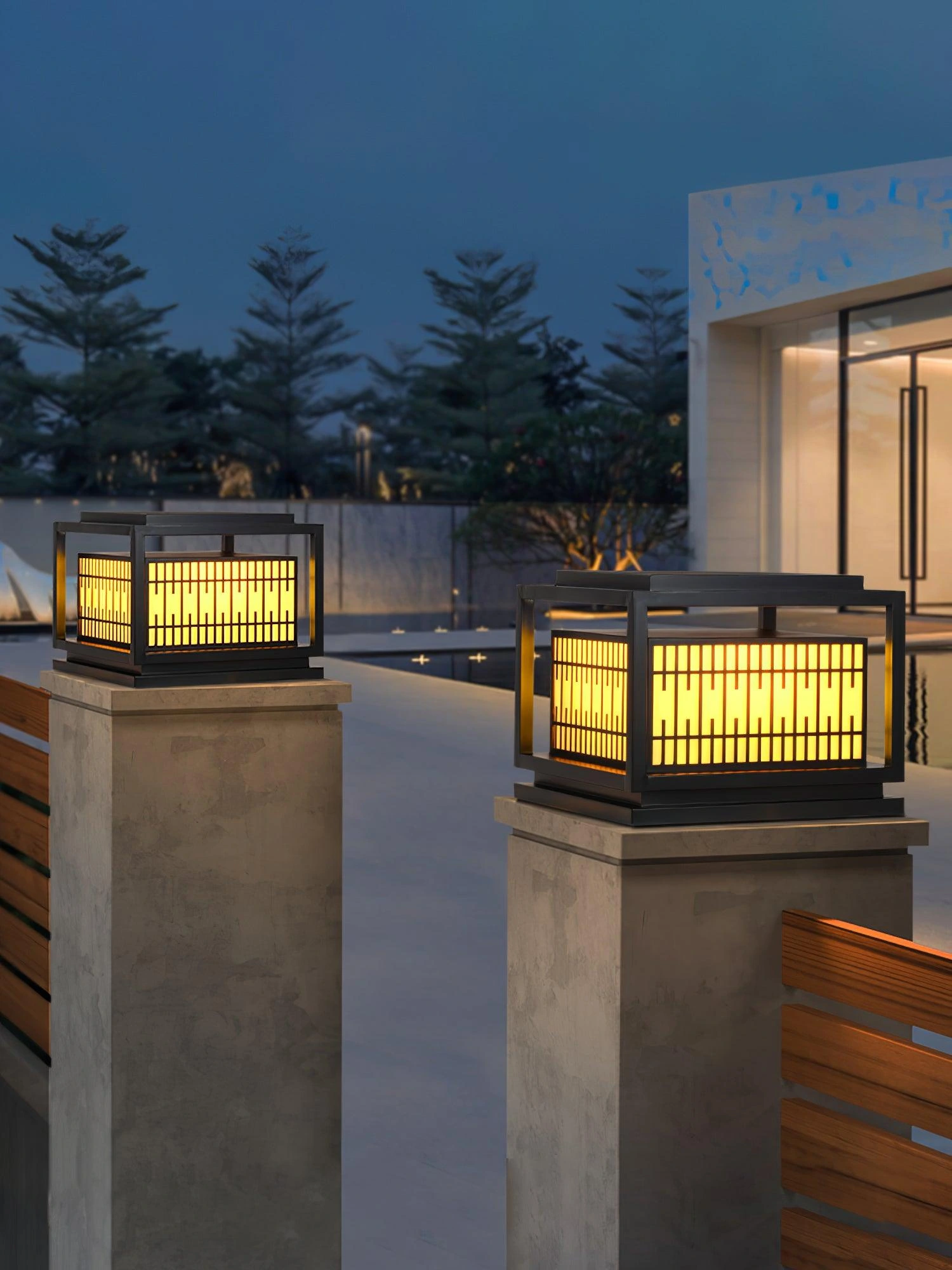 Window Grille Outdoor Post Light - Image 13